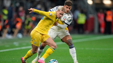 Mykhailo Mudryk saat Timnas Ukraina vs Timnas Italia