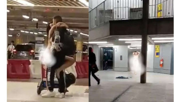 Wanita telanjang menggila di bandara