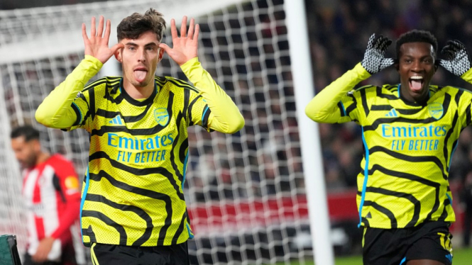 Pemain Arsenal, Kai Havertz rayakan gol