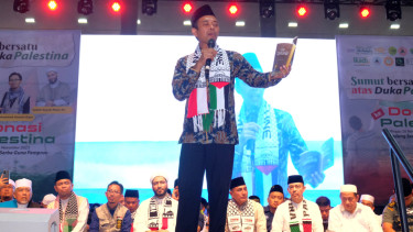 Ustaz Abdul Somad (UAS) di acara Sumut Bersatu atas Duka Palestina di Gedung Serbaguna Pemprov Sumut