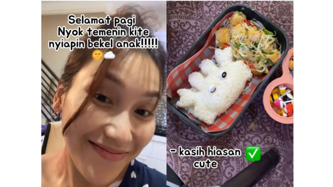 Ayu Ting Ting dipuji netizen, meski artis masih bekalkan anaknya sayur toge