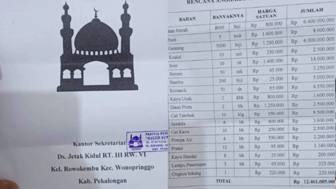 Heboh proposal pembangunan masjid di Pekalongan Rp12 miliar
