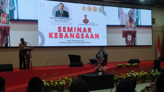 Mahfud MD di Universitas Budhi Dharma, Kecamatan Karawaci, Kota Tangerang