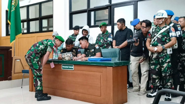 Prada Yuwandi setelah divonis oleh Majelis Hakim Pengadilan Militer Pontianak