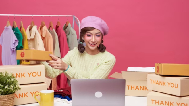 Ilustrasi online shop, belanja online, jualan online
