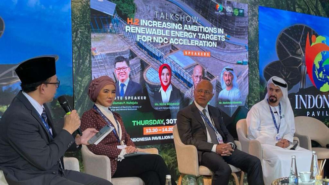Direktur Utama Medco Energi Hilmi Panigoro di salah satu sesi talkshow acara United Nations Framework Convention on Climate Change (UNFCCC) Conference of the Parties (COP) ke-28 di Dubai, Uni Emirat Arab.