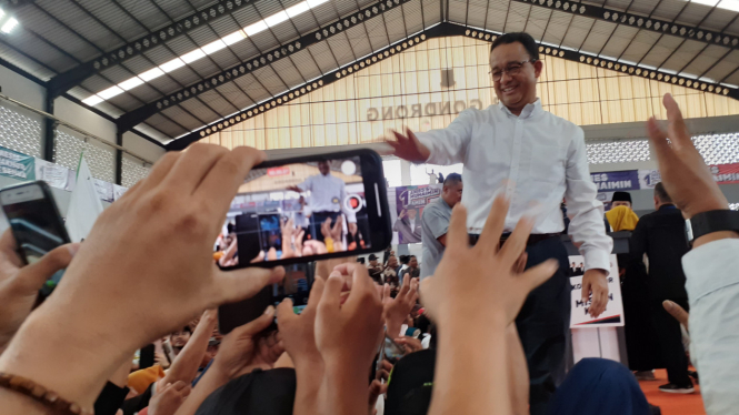 Anies Baswedan saat kampanye di GOR Gondrong Green Lake, Cipondoh, Tangerang
