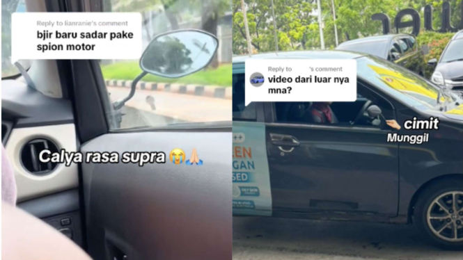 Viral spion mobil diganti spion motor bikin ngakak netizen