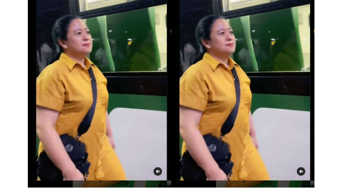 Puan Maharani pakai baju kuning saat naik Whoosh