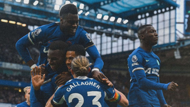 Pemain Chelsea Merayakan Gol