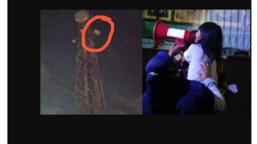 Bocah bujuk ayahnya agar turun dari sutet