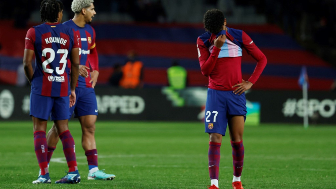 Pemain Barcelona Lamine Yamal meratapi kekalahan