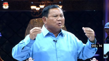 Capres nomor urut 2 Prabowo Subianto saat menyampaikan visi misi capres 2024