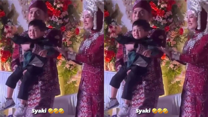 Momen anak Rizki DA nangis saat dogendong di pelaminan