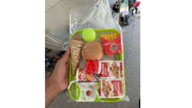 Mainan berbentuk makanan yang dibagikan kepada anak-anak di Gaza