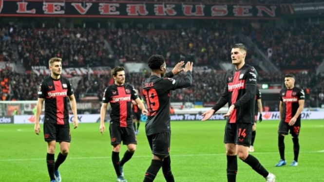 Selebrasi pemain Bayer Leverkusen 