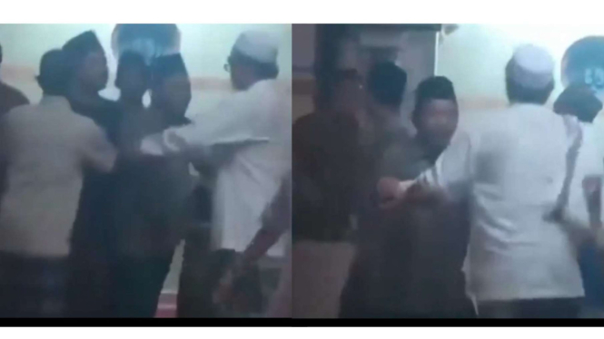Adu jotos di dalam masjid gegara berebut menjadi imam salat.