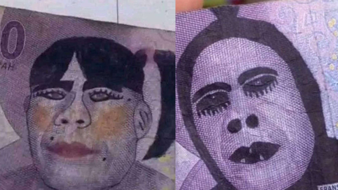 Selembaran rupiah dicoret