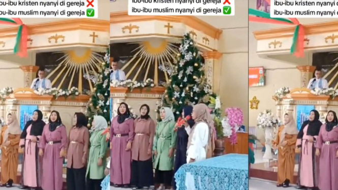 Emak emak Kerudung Masuk ke Gereja