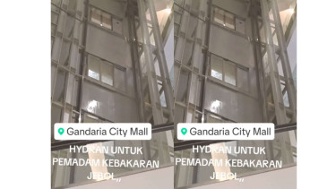 Hidran pemadam kebakaran mall Gandaria City bocor