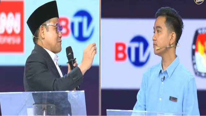 Cawapres 01 Muhaimin Iskandar atau Cak Imin bertanya ke Cawapres Gibran