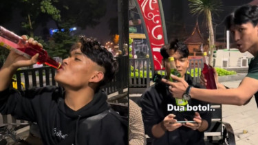 Viral di TikTok Challenge pemuda bernama Ilham minum 2 botol sirup dalam 3 menit.
