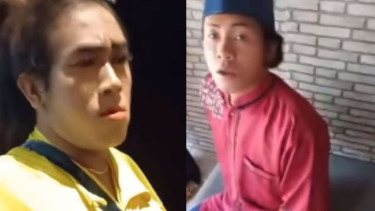 Waria Inces tobat pakai sarung dan peci