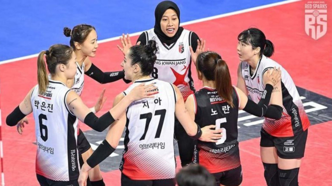 Megawati Hangestri Pertiwi saat berlaga dengan skuad Daejeon Red Sparks