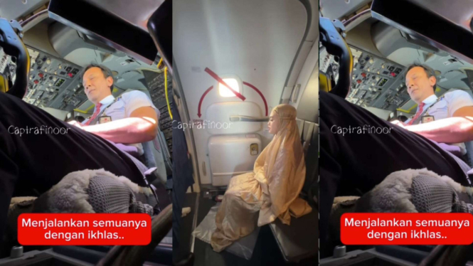 Video Pilot dan Pramugari Sholat Saat Pesawat Mengudara Banjir Pujian