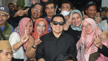 Muhaimin Iskandar (Gus Imin) bersama pendukungnya di Garut, Jawa Barat