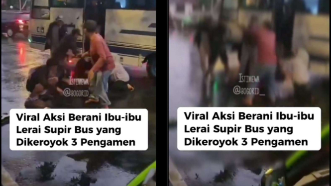 Emak emak Suhu Lerai Duel Pengamen vs Supir Bus 
