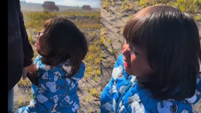 Ngakak, Bocah Nangis Kejar tak Bertemu Teletubbies di Bromo