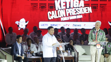 Prabowo Subianto Debat Ketiga Calon Presiden Pemilu 2024