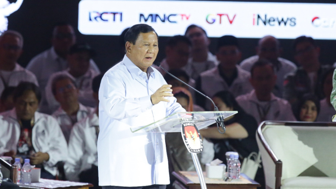 Prabowo Subianto Debat Ketiga Calon Presiden Pemilu 2024