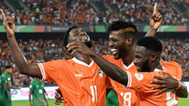 Selebrasi pemain Pantai Gading