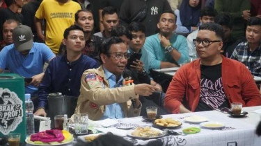 Calon wakil presiden nomor urut 3 Mahfud MD dalam acara 