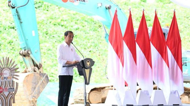 Presiden Jokowi saat Groundbreaking sejumlah proyek di IKN Nusantara
