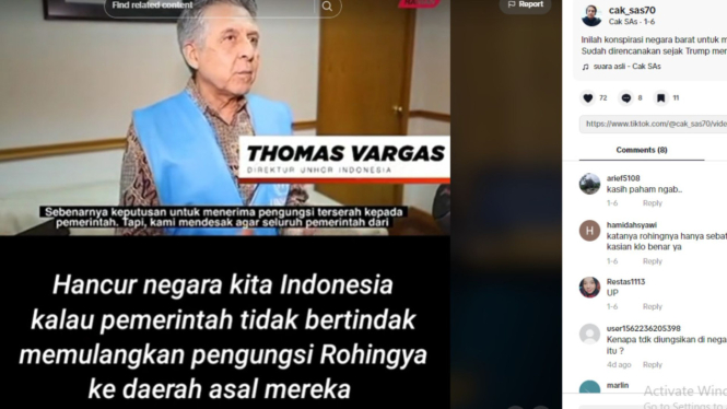 Cek Fakta: 70 Juta Pengungsi Rohingya Bakal Mendarat di Indonesia
