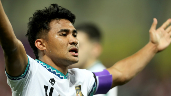 Pemain Timnas Indonesia, Asnawi Mangkualam rayakan gol