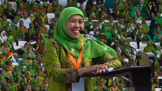 Ketua Umum PP Muslimat NU Khofifah Indar Prawansa di Harlah Muslimat NU