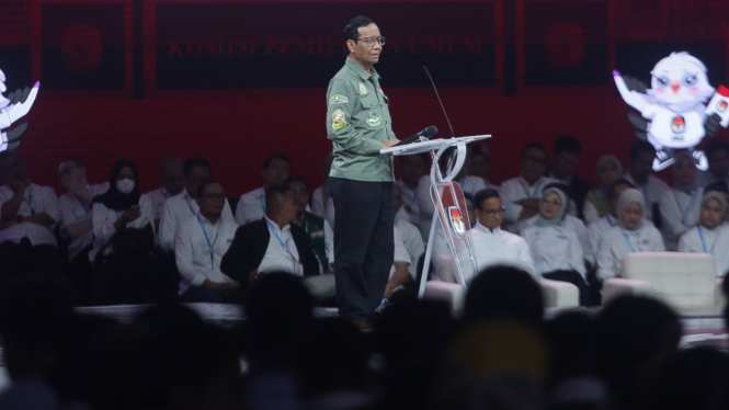 Mahfud MD saat debat keempat Pilpres 2024
