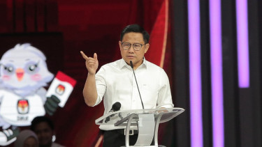Cawapres Muhaimin Iskandar saat debat keempat Pilpres 2024.