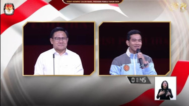 Cak Imin dan Gibran saat debat cawapres.