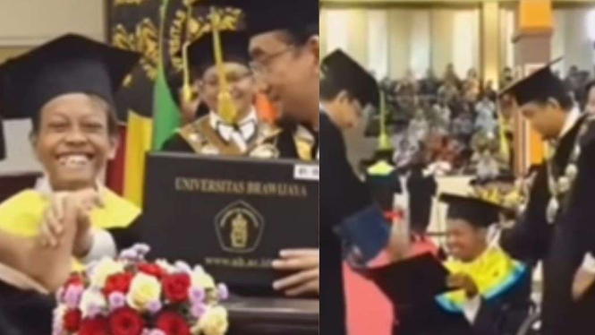 Rektor dan wisudawan disabilitas