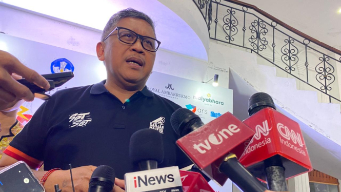 Sekjen PDIP, Hasto Kristiyanto saat ditemui di Taman Budaya, Yogyakarta.