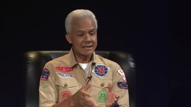 Calon Presiden nomor urut 03, Ganjar Pranowo dalam wawancara di Karni Ilyas Club