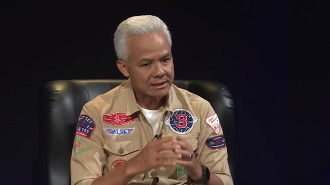 Calon Presiden nomor urut 03, Ganjar Pranowo dalam wawancara di Karni Ilyas Club