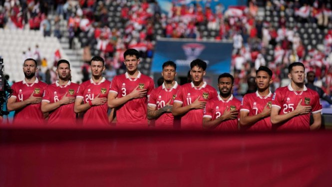 Timnas Indonesia Nyanyikan Lagu Kebangsaan