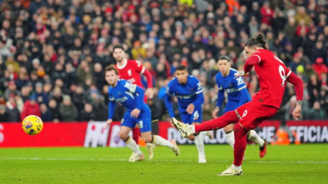 Darwin Nunez saat Liverpool vs Chelsea
