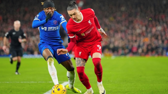 Darwin Nunez saat Liverpool vs Chelsea
